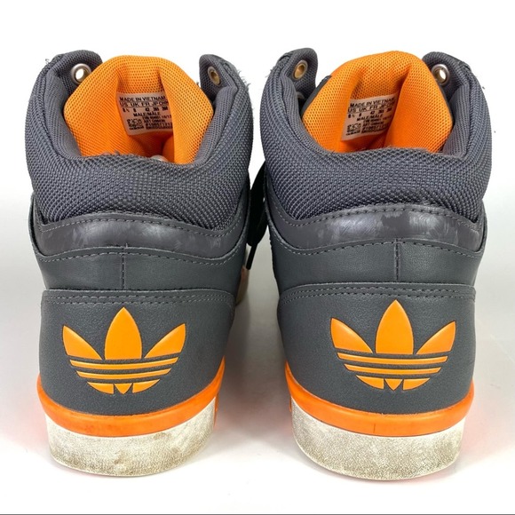 ADIDAS HIGH TOP GRAY WHITE AND ORANGE SNEAKERS MEN’S SIZE 8.5 - Picture 8 of 11